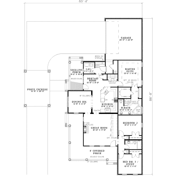 Home Plan - Southern Floor Plan - Main Floor Plan #17-2104