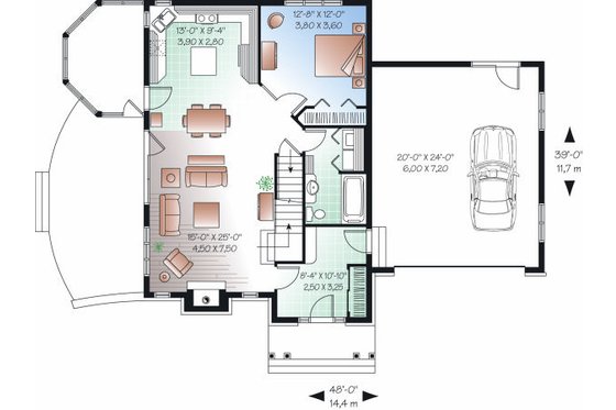Floor Plan - Main Floor for European House Plan #23-855 - 3 bed, 2 bath