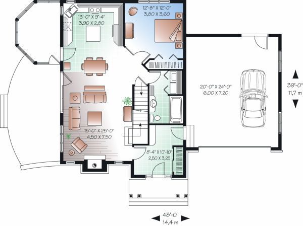 Architectural House Design - European Floor Plan - Main Floor Plan #23-855