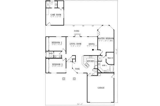 Floor Plan - Main Floor for Adobe / Southwestern House Plan #1-368 - 4 bed, 3 bath