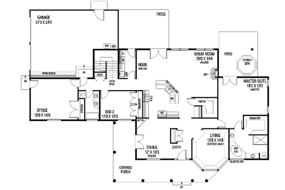 Floor Plan - Main Floor for Traditional House Plan #60-451 - 3 bed, 2 bath