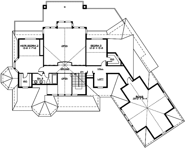 Craftsman Floor Plan - Upper Floor Plan #132-184