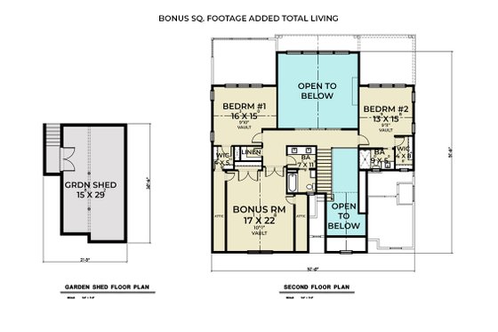 Floor Plan - Upper Floor for Farmhouse House Plan #1070-134 - 3 bed, 3.5 bath