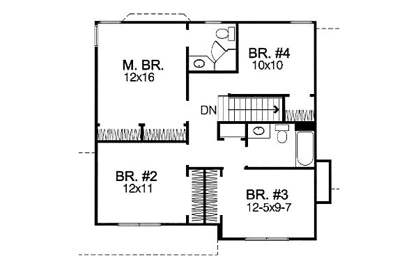Traditional Floor Plan - Upper Floor Plan #50-230