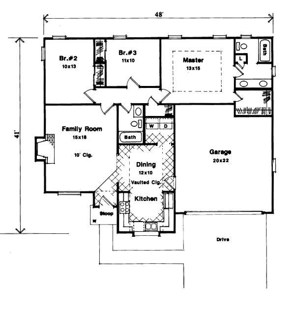 House Blueprint - Country Floor Plan - Main Floor Plan #41-106