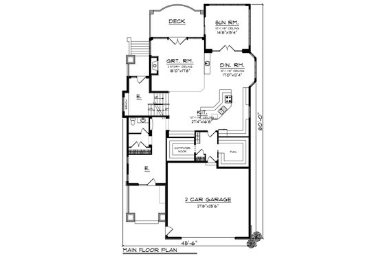 Floor Plan - Main Floor for Craftsman House Plan #70-1433 - 5 bed, 3.5 bath