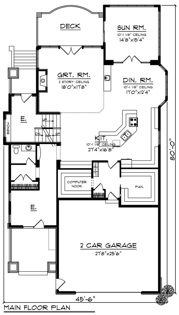 Architectural House Design - Craftsman Floor Plan - Main Floor Plan #70-1433