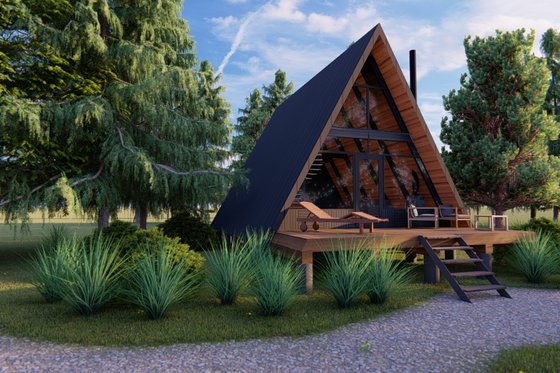 A-Frame Lake House Plan