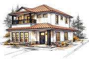 Mediterranean Style House Plan - 2 Beds 2.5 Baths 1529 Sq/Ft Plan #1101-62 Exterior 