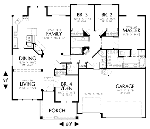 House Blueprint - Craftsman Floor Plan - Main Floor Plan #48-167