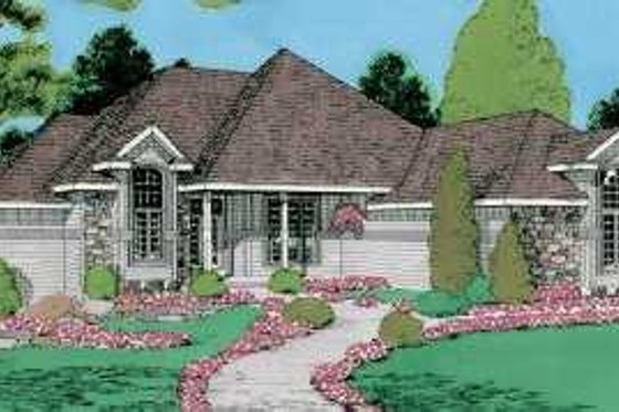 Exterior - Front Elevation for Traditional House Plan #75-132 - 3 bed, 3 bath