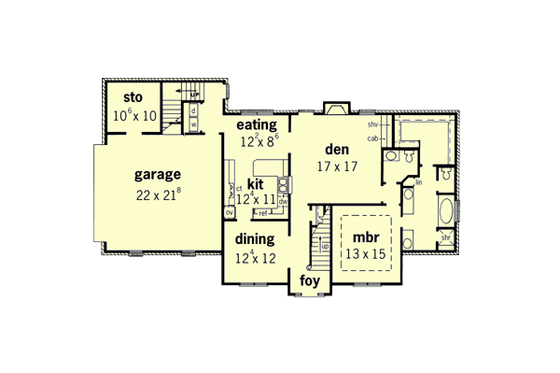 Floor Plan - Main Floor for European House Plan #16-204 - 3 bed, 2.5 bath