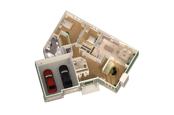 Floor Plan - Main Floor 1 for Country House Plan #25-4657 - 2 bed, 2 bath