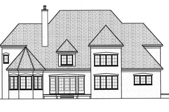 Exterior - Rear Elevation for European House Plan #413-818 - 4 bed, 3.5 bath
