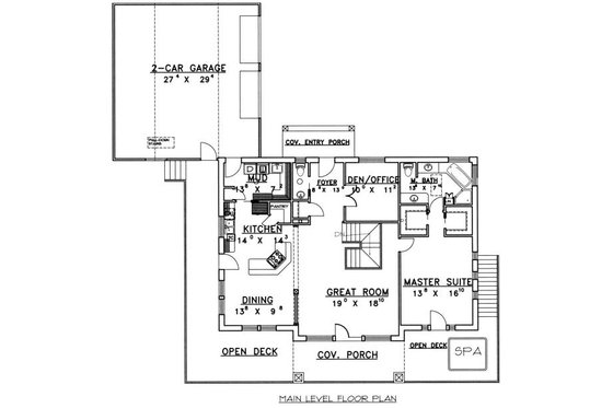 Floor Plan - Main Floor for Ranch House Plan #117-561 - 2 bed, 2.5 bath