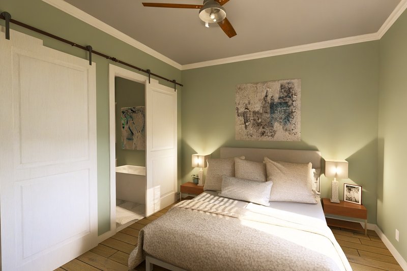House Blueprint - Interior - Master Bedroom for Farmhouse House Plan #44-271 - 3 bed, 2 bath