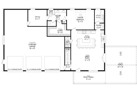 Floor Plan - Main Floor for Traditional House Plan #932-402 - 5 bed, 3.5 bath
