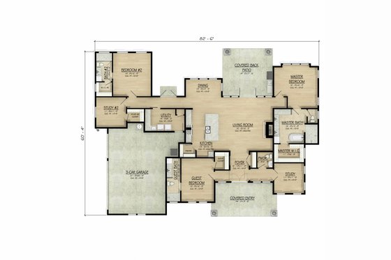 Floor Plan - Main Floor for Modern House Plan #1110-25 - 4 bed, 3.5 bath