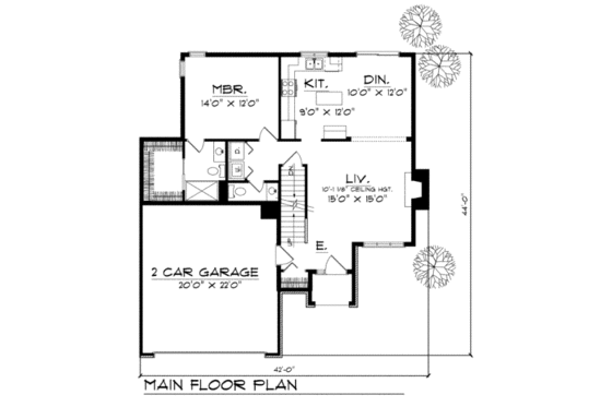 Floor Plan - Main Floor for Traditional House Plan #70-112 - 3 bed, 2.5 bath