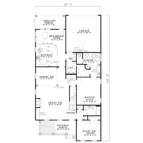 Southern Floor Plan - Main Floor Plan #17-270