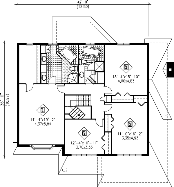 Traditional Floor Plan - Upper Floor Plan #25-2219
