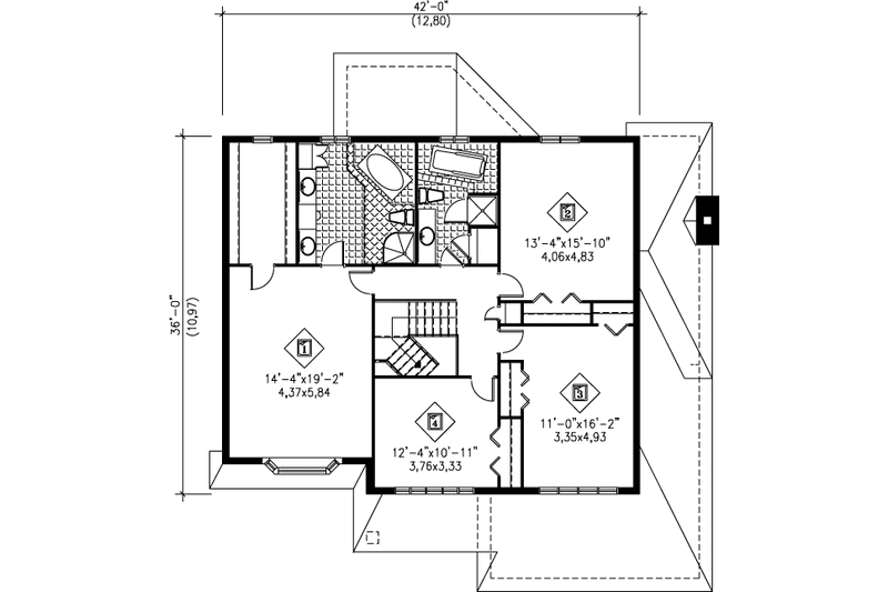 Dream House Plan - Floor Plan - Upper Floor for Traditional House Plan #25-2219 - 4 bed, 2.5 bath