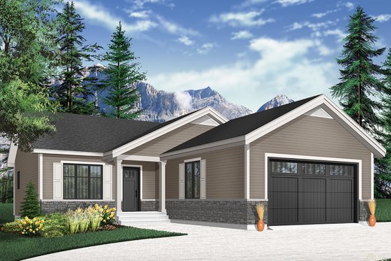 Exterior - Front Elevation 3 for Country House Plan #23-2697 - 2 bed, 2 bath