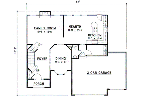 Floor Plan - Main Floor for European House Plan #67-729 - 4 bed, 2 bath