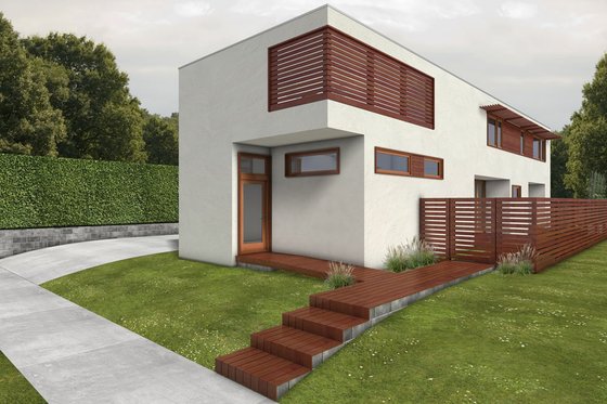 Exterior - Front Elevation 4 for Modern House Plan #497-53 - 2 bed, 2 bath