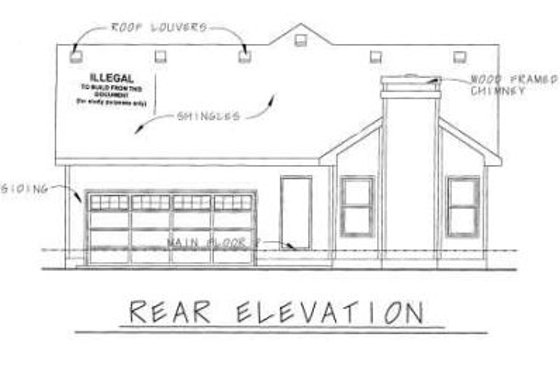 Exterior - Rear Elevation for Cottage House Plan #20-1215 - 2 bed, 2 bath