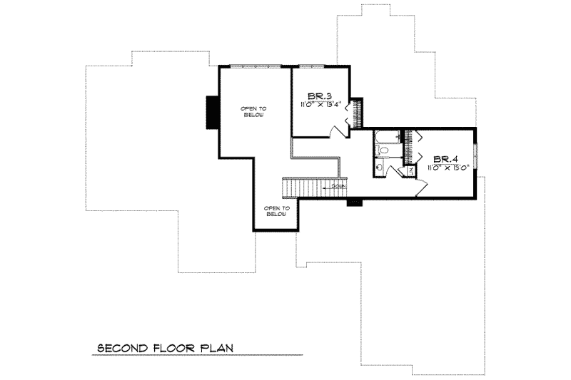 Home Plan - Floor Plan - Upper Floor for Southern House Plan #70-484 - 4 bed, 3.5 bath