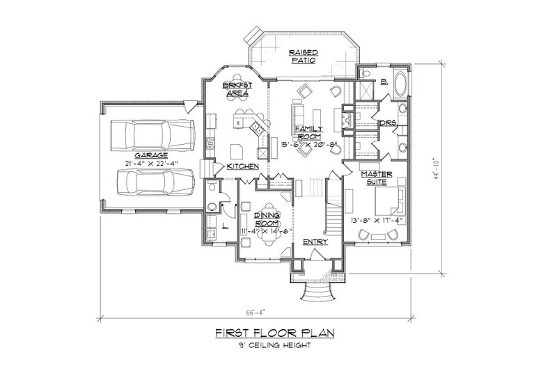 Home Plan - Floor Plan - Main Floor for Traditional House Plan #1054-69 - 3 bed, 2.5 bath