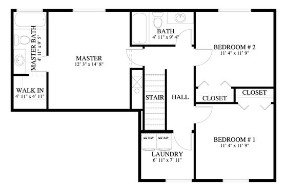 Floor Plan - Upper Floor for Traditional House Plan #1060-455 - 3 bed, 2 bath
