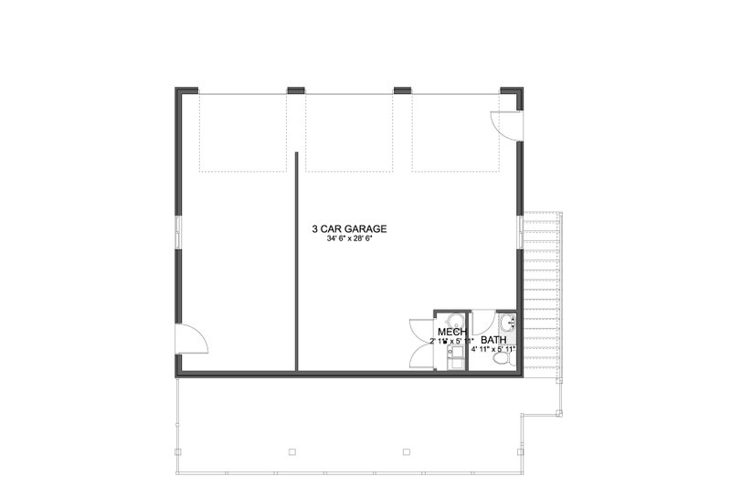 House Blueprint - Floor Plan - Main Floor for Barndominium House Plan #1060-482 - 2 bed, 1.5 bath