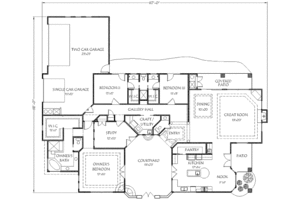 Floor Plan - Main Floor for Adobe / Southwestern House Plan #24-245 - 4 bed, 2.5 bath