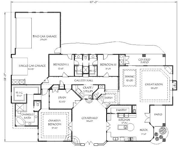 Adobe / Southwestern Floor Plan - Main Floor Plan #24-245