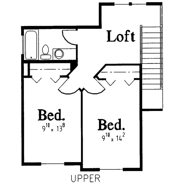 Traditional Floor Plan - Upper Floor Plan #303-345