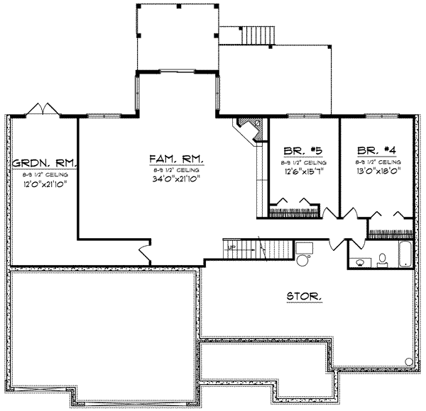 Farmhouse Floor Plan - Lower Floor Plan #70-629
