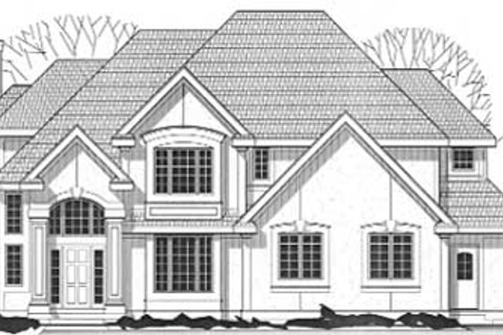 Exterior - Front Elevation for European House Plan #67-597 - 4 bed, 3.5 bath