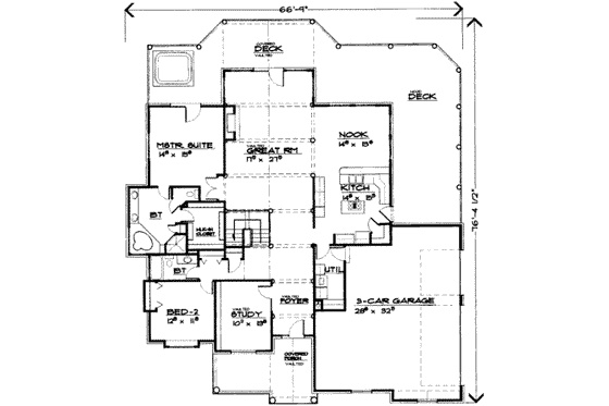 Floor Plan - Main Floor for European House Plan #308-169 - 6 bed, 3 bath