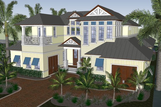 Exterior - Front Elevation 5 for Mediterranean House Plan #548-17 - 4 bed, 5.5 bath