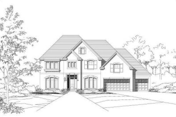 Exterior - Front Elevation for European House Plan #411-216 - 5 bed, 4 bath