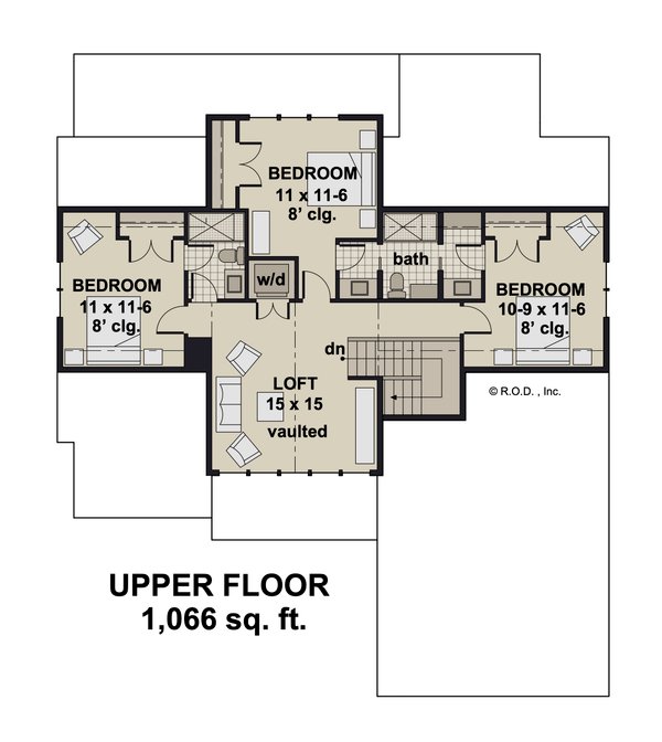 Farmhouse Floor Plan - Upper Floor Plan #51-1303