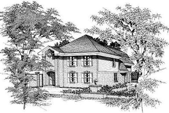 Exterior - Front Elevation for European House Plan #329-204 - 3 bed, 2 bath