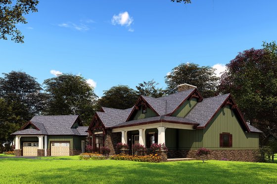 Exterior - Front Elevation 3 for Craftsman House Plan #17-2504 - 4 bed, 4.5 bath
