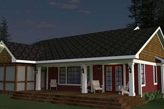 Exterior - Rear Elevation for Craftsman House Plan #51-520 - 3 bed, 2 bath