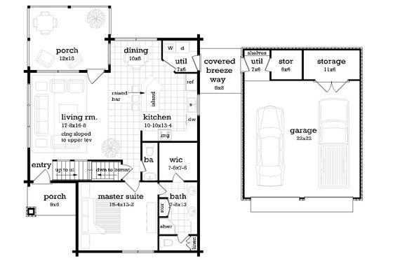 Floor Plan - Main Floor for Log House Plan #45-612 - 3 bed, 2.5 bath