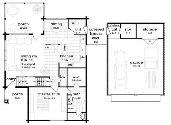 Log Floor Plan - Main Floor Plan #45-612