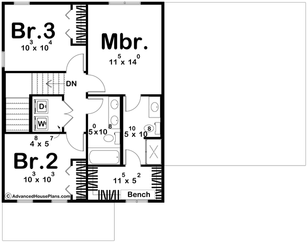 Dream House Plan - Traditional Floor Plan - Upper Floor Plan #455-553