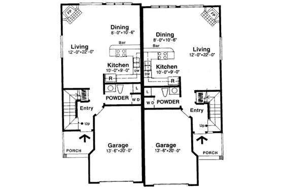 Floor Plan - Main Floor for Traditional House Plan #303-127 - 3 bed, 2.5 bath